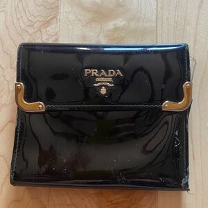 Authentic Prada black patent wallet